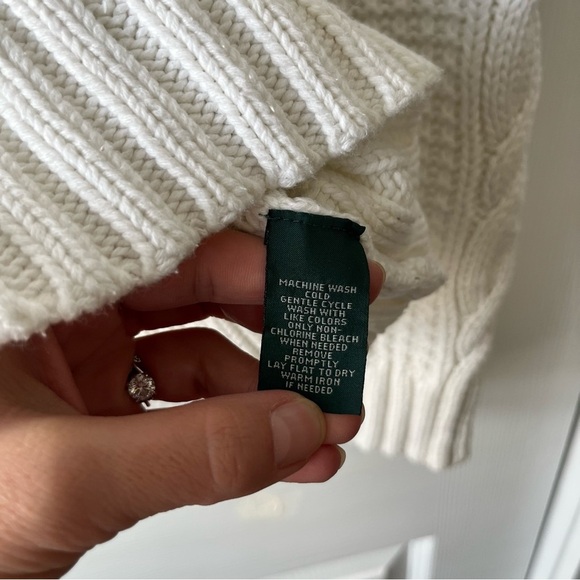 Ralph Lauren Jeans Co LRL Cable Knit Cowl Neck Chunky Fisherman Sweater, Sz M - Picture 3 of 4